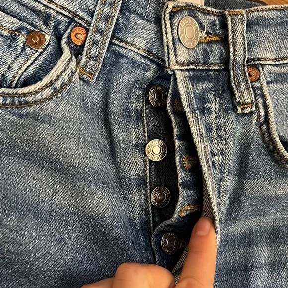RE/DONE 70s Stove Pipe Jeans in dusted blue size 24