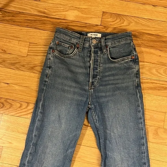 RE/DONE 70s Stove Pipe Jeans in dusted blue size 24
