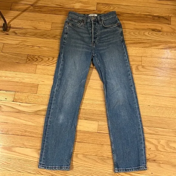 RE/DONE 70s Stove Pipe Jeans in dusted blue size 24