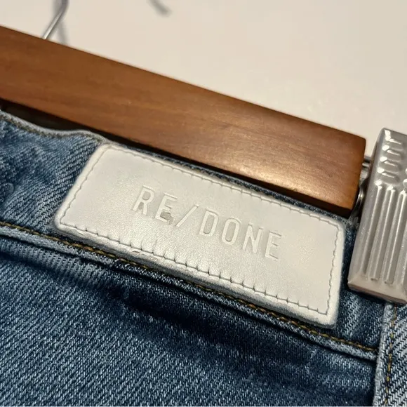 Re/done High Rise Stove Pipe Jeans Vintage Indigo Destroy Blue Jeans 25