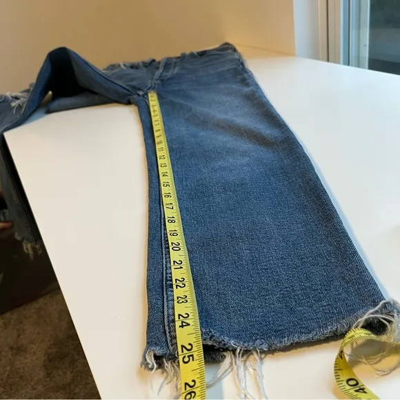 Re/done High Rise Stove Pipe Jeans Vintage Indigo Destroy Blue Jeans 25