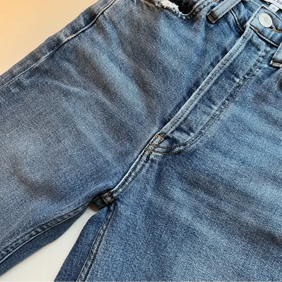 Re/done High Rise Stove Pipe Jeans Vintage Indigo Destroy Blue Jeans 25