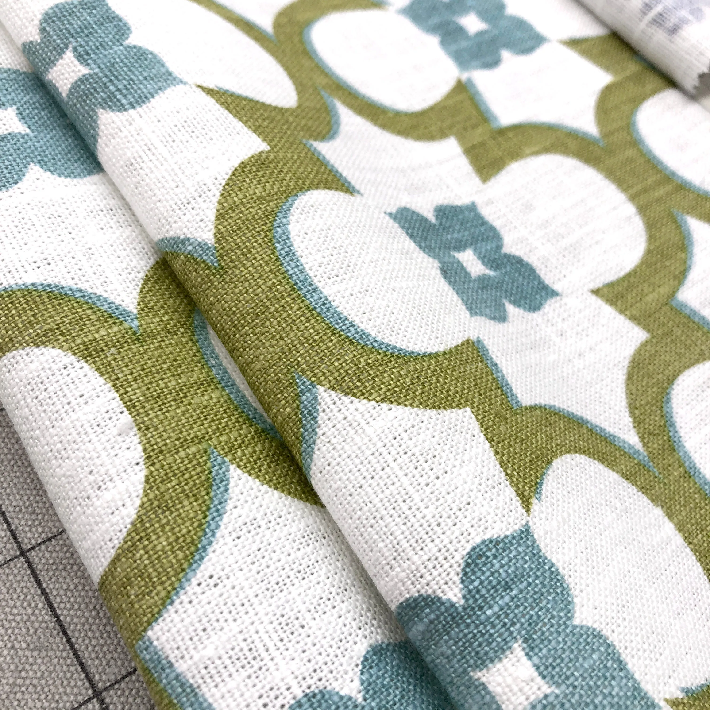 Riviera Floral Damask Linen Relaxed Roman Shade