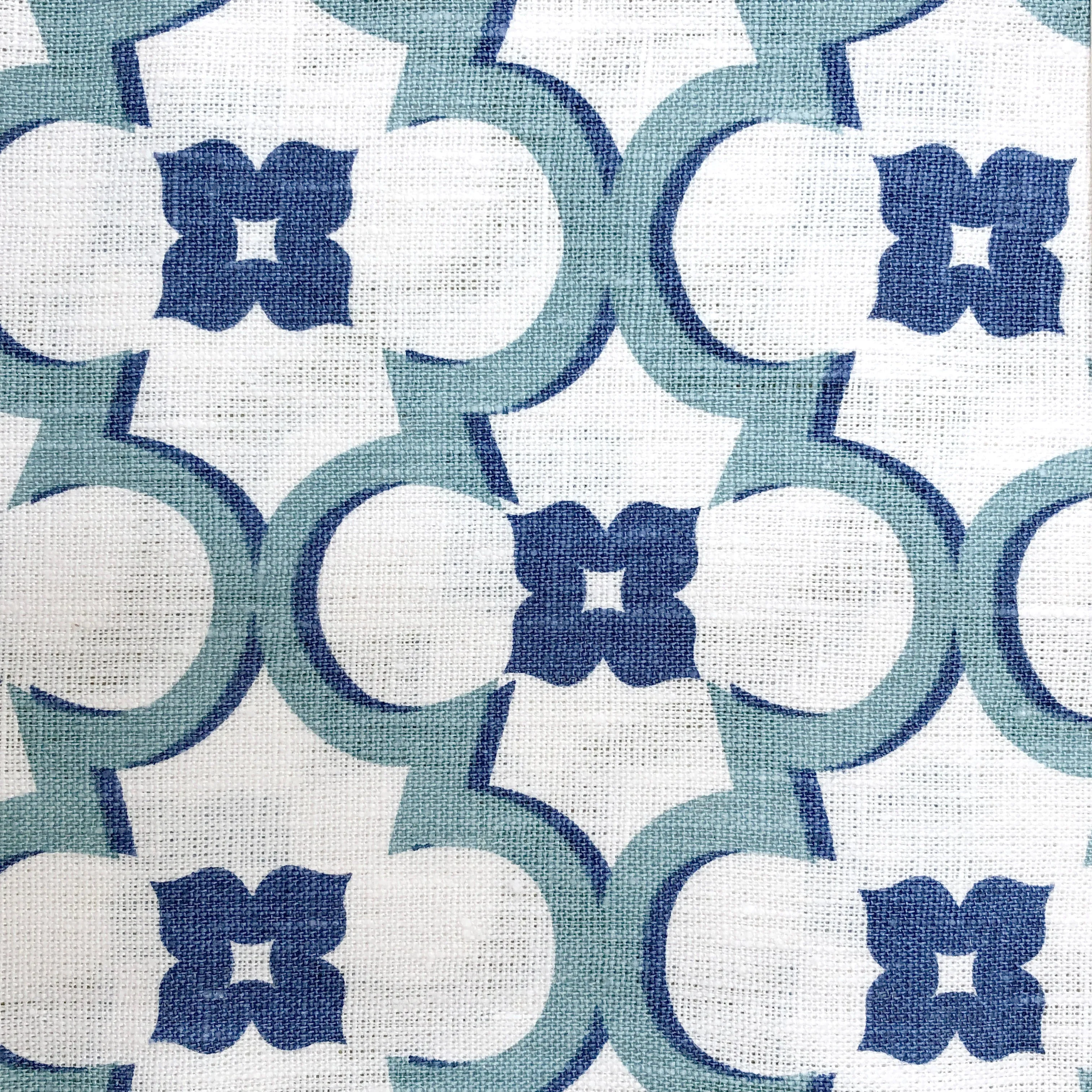 Riviera Floral Damask Linen Relaxed Roman Shade