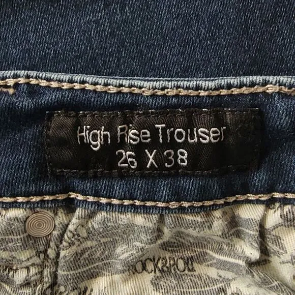 Rock &amp; Roll Cowgirl Denim Jeans – High Rise Trouser - Size 26x38