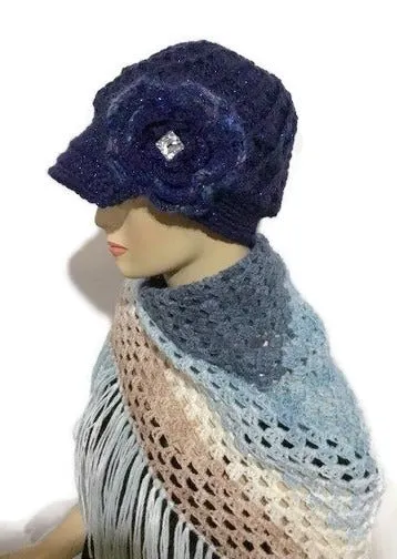 Royal blue hat, woman's size, THE ROYAL BLUE CROCHET HAT, holiday gift, for her, ready to ship