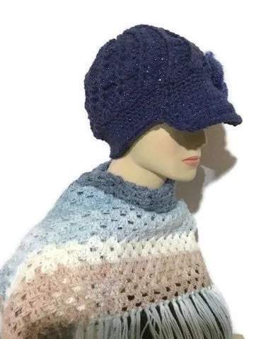 Royal blue hat, woman's size, THE ROYAL BLUE CROCHET HAT, holiday gift, for her, ready to ship