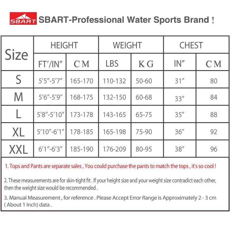SBART 3MM Neoprene Wetsuit Jacket High Stretch Scuba Diving Jackets