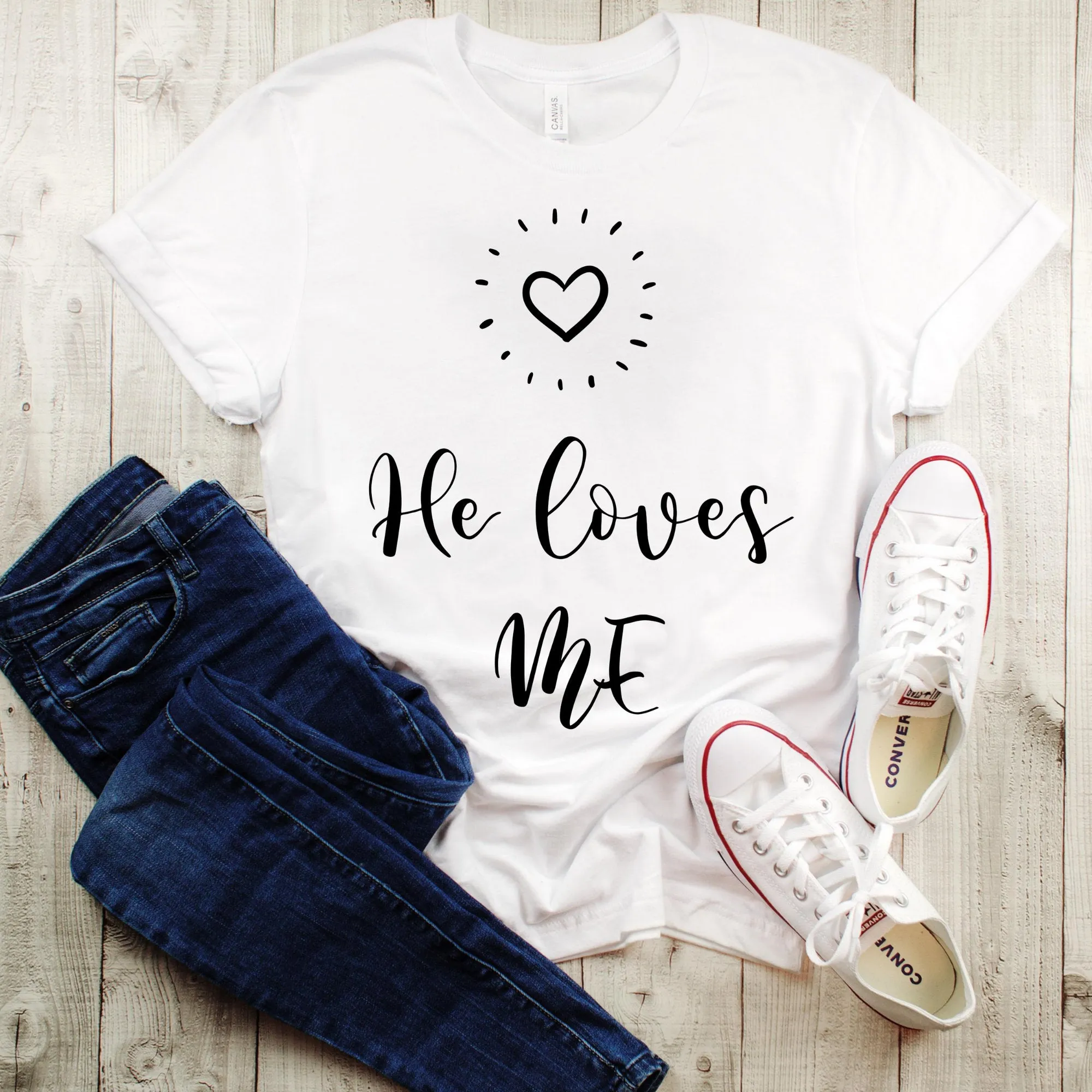She Loves Me - He Loves Me Matching Couples Shirts, Mens Tee and Womens Tee