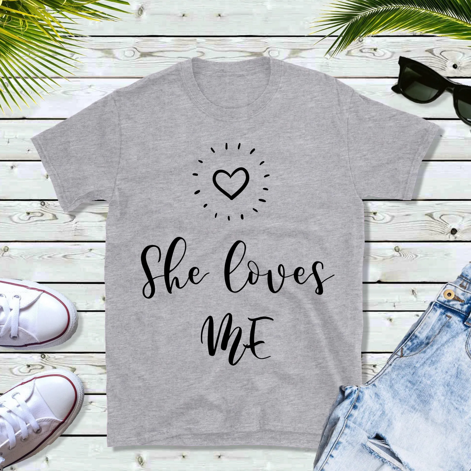 She Loves Me - He Loves Me Matching Couples Shirts, Mens Tee and Womens Tee