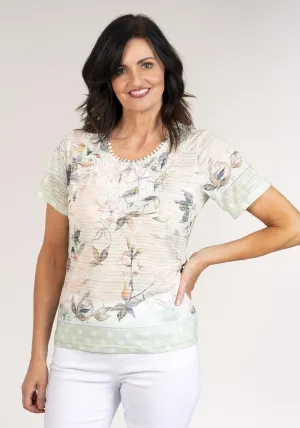 Short Sleeve Floral Print T-Shirt - Green