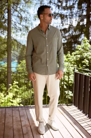 Simon shirt in eco seersucker dusty olive