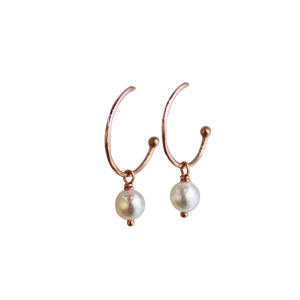 Small Pearl Hoop Dangle Earrings
