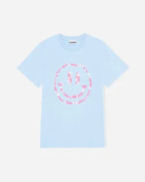 Smiley O-neck Relaxed T-shirt - Placid Blue