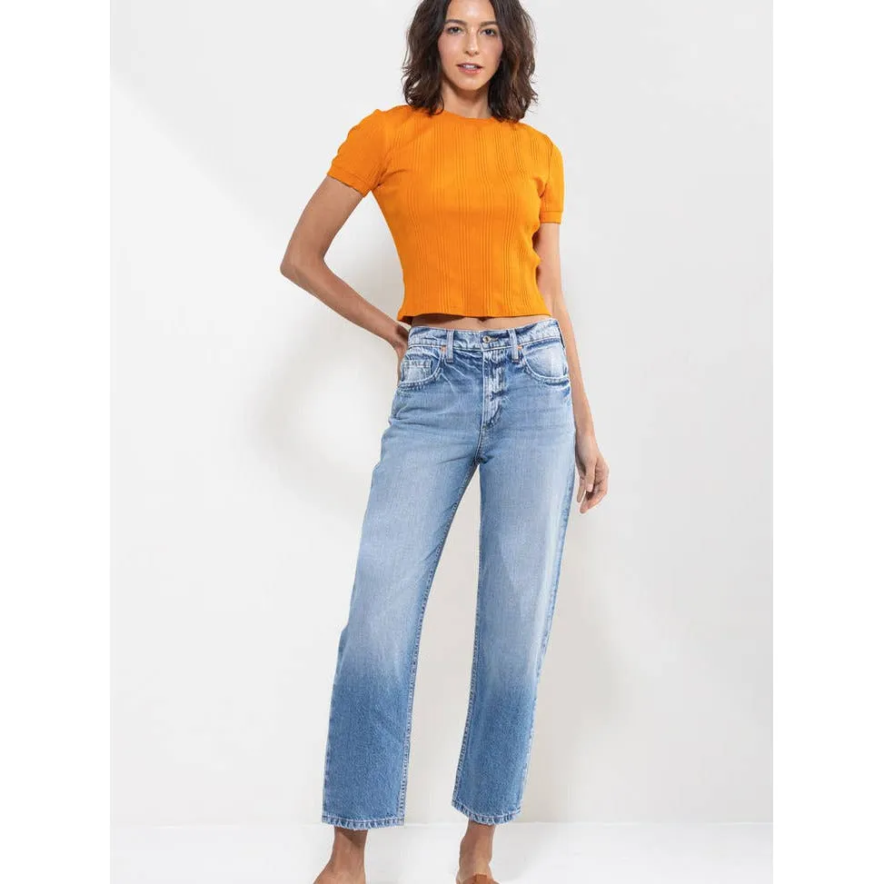 SneakPeek High Rise Straight Jeans in Vintage Light Wash