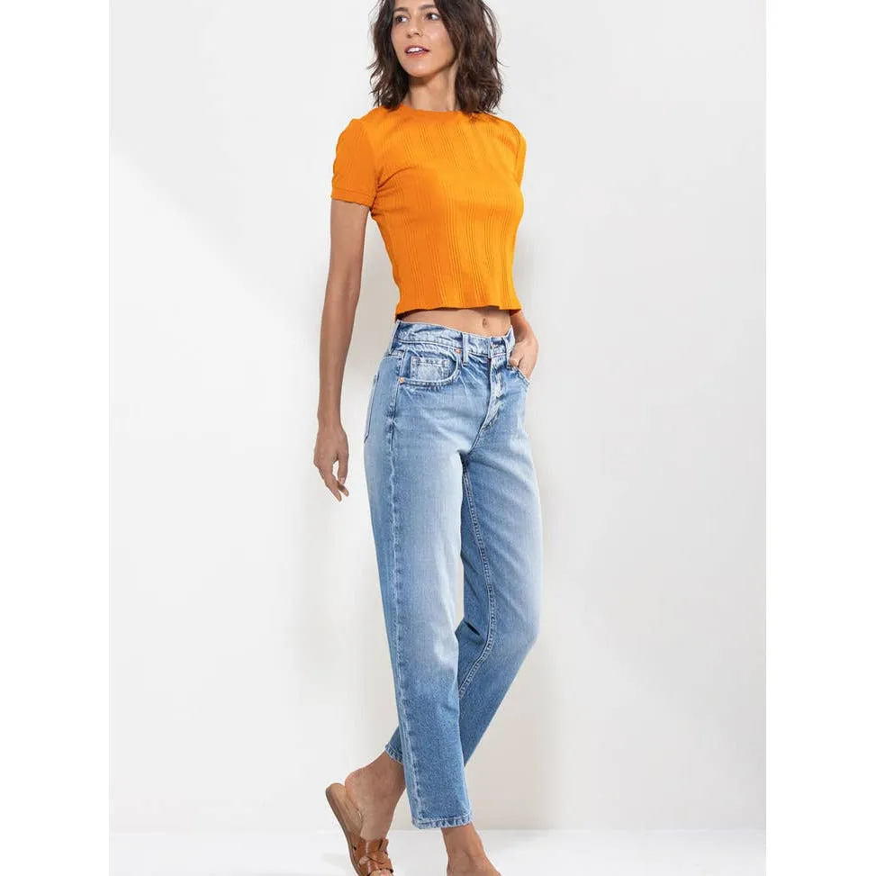 SneakPeek High Rise Straight Jeans in Vintage Light Wash