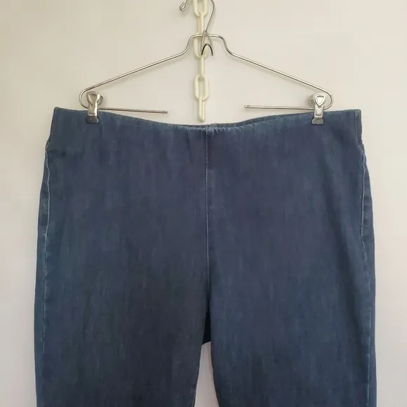SOFT SURROUNDINGS JEANS WOMENS SZ 1X BOOT-CUT PULL-ON DARK BLUE ELASTIC WAIST