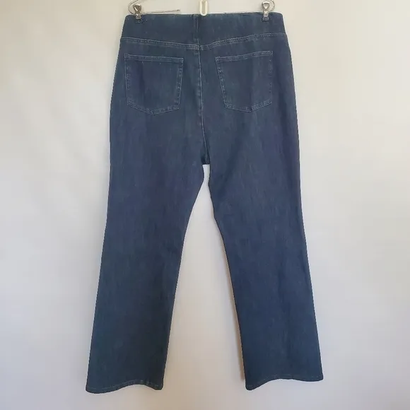 SOFT SURROUNDINGS JEANS WOMENS SZ 1X BOOT-CUT PULL-ON DARK BLUE ELASTIC WAIST