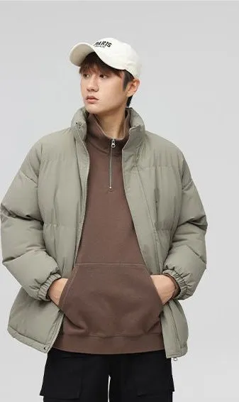Solid and Unisex Cozy Puffer Jacket with Adjustable Fit