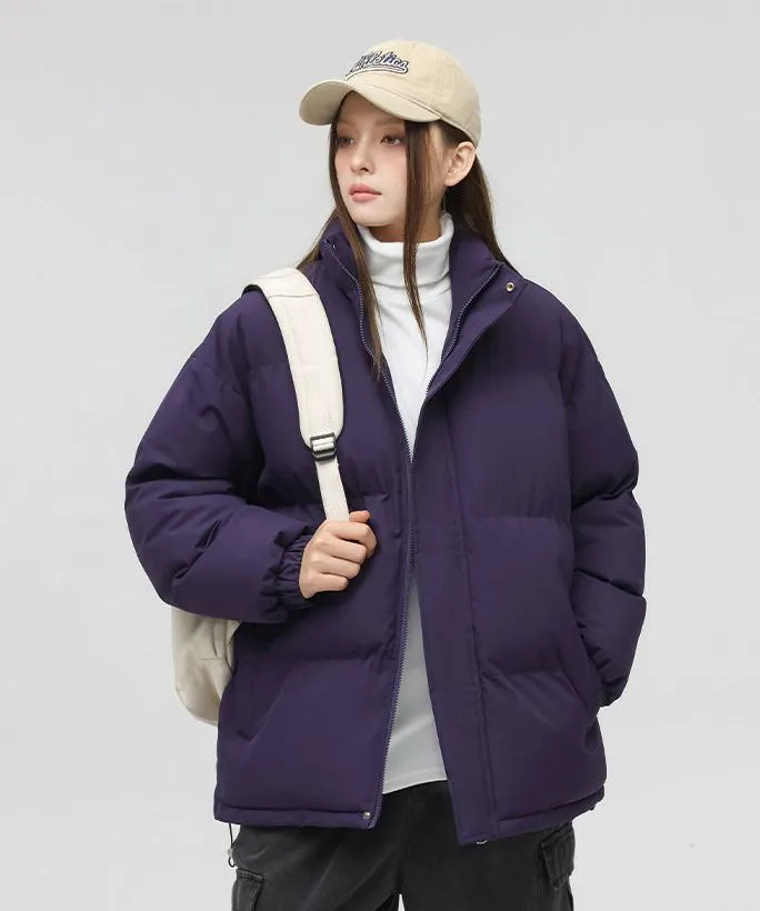 Solid and Unisex Cozy Puffer Jacket with Adjustable Fit