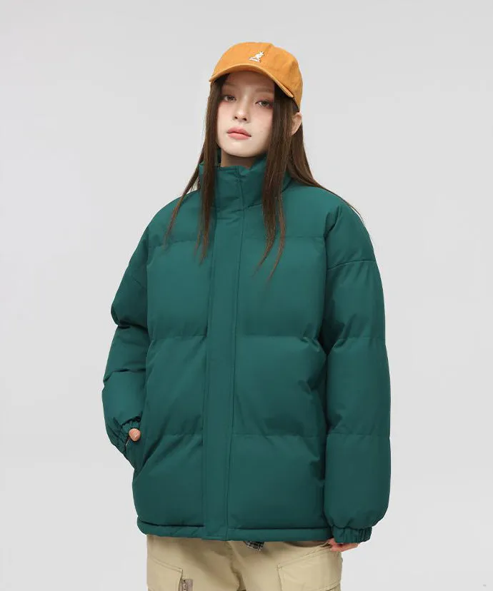Solid and Unisex Cozy Puffer Jacket with Adjustable Fit