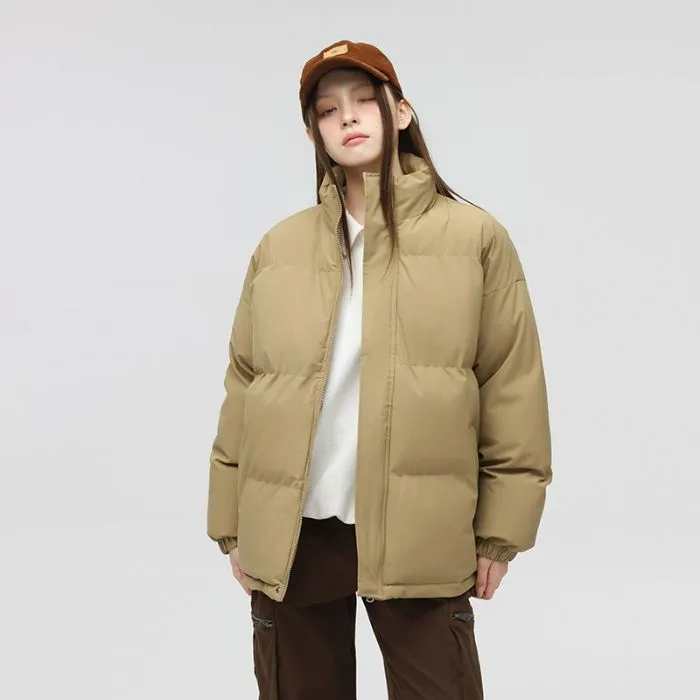 Solid and Unisex Cozy Puffer Jacket with Adjustable Fit