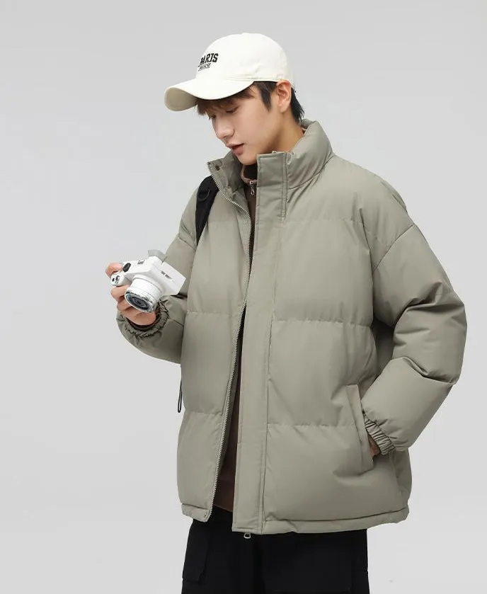 Solid and Unisex Cozy Puffer Jacket with Adjustable Fit