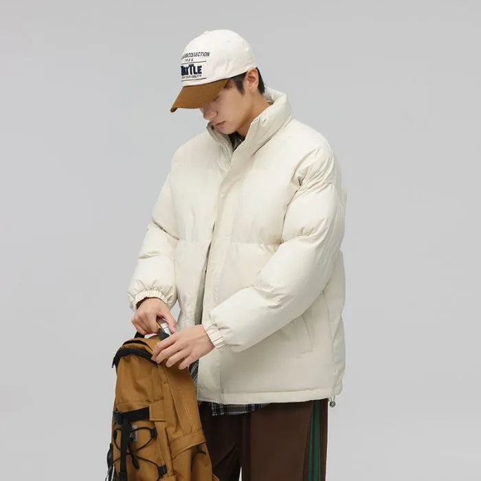 Solid and Unisex Cozy Puffer Jacket with Adjustable Fit
