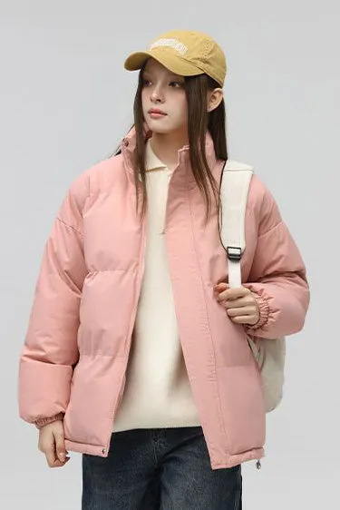 Solid and Unisex Cozy Puffer Jacket with Adjustable Fit
