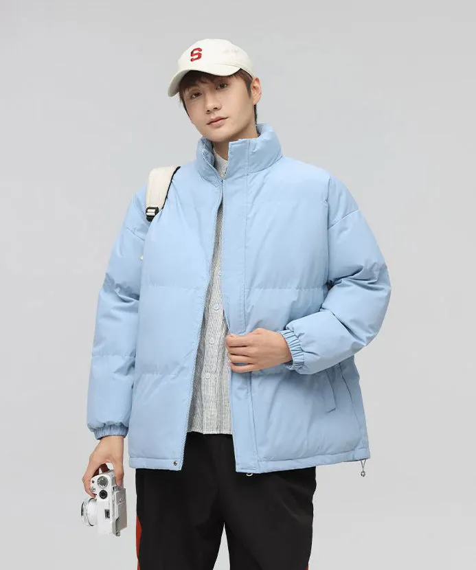 Solid and Unisex Cozy Puffer Jacket with Adjustable Fit