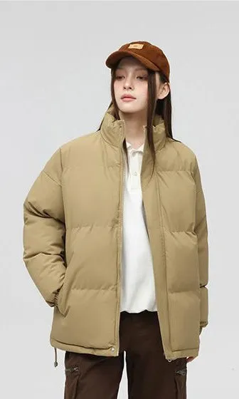 Solid and Unisex Cozy Puffer Jacket with Adjustable Fit