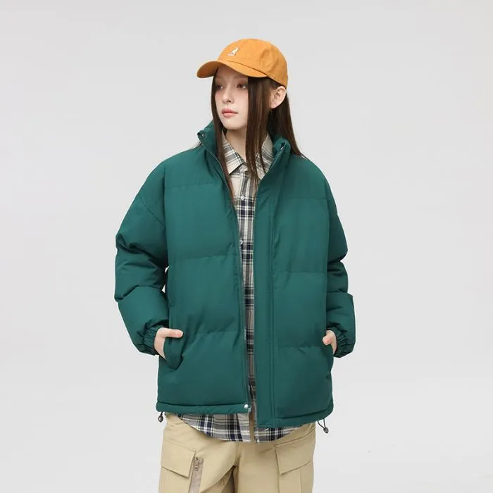 Solid and Unisex Cozy Puffer Jacket with Adjustable Fit
