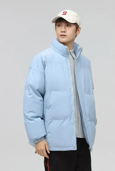 Solid and Unisex Cozy Puffer Jacket with Adjustable Fit