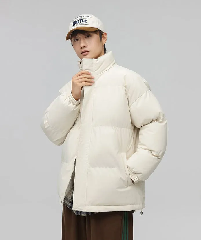 Solid and Unisex Cozy Puffer Jacket with Adjustable Fit
