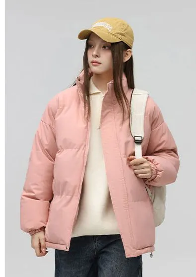 Solid and Unisex Cozy Puffer Jacket with Adjustable Fit