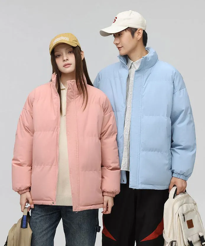Solid and Unisex Cozy Puffer Jacket with Adjustable Fit