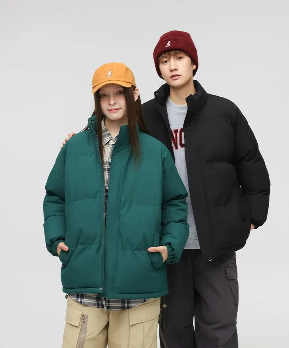 Solid and Unisex Cozy Puffer Jacket with Adjustable Fit