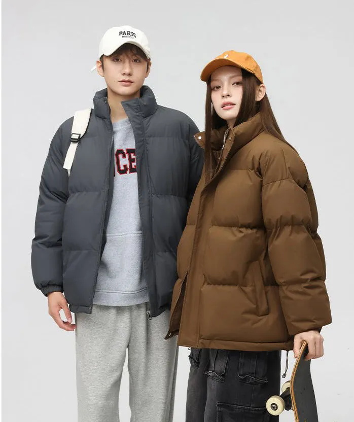 Solid and Unisex Cozy Puffer Jacket with Adjustable Fit