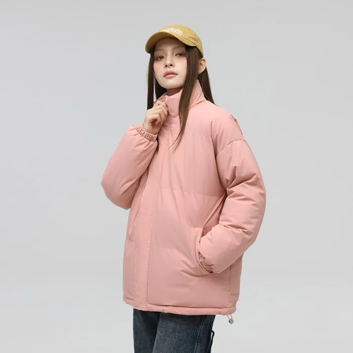 Solid and Unisex Cozy Puffer Jacket with Adjustable Fit
