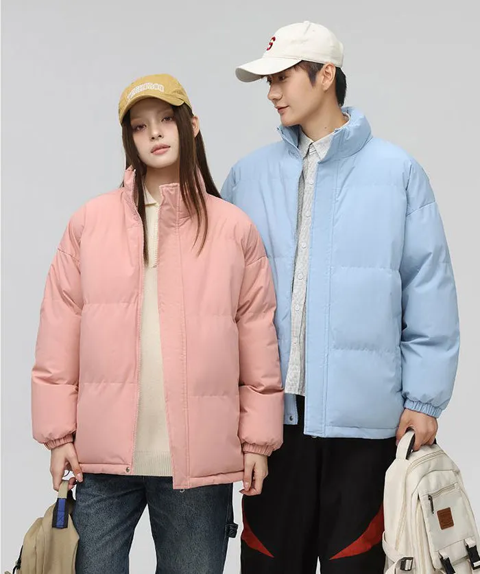 Solid and Unisex Cozy Puffer Jacket with Adjustable Fit