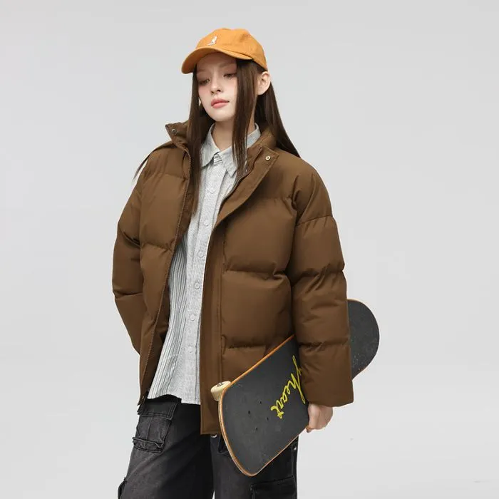 Solid and Unisex Cozy Puffer Jacket with Adjustable Fit