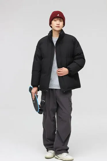 Solid and Unisex Cozy Puffer Jacket with Adjustable Fit
