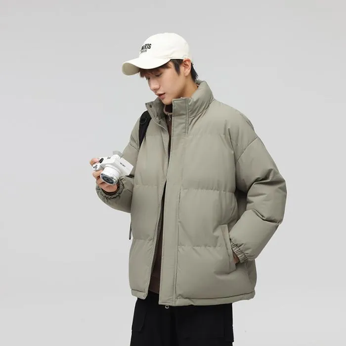 Solid and Unisex Cozy Puffer Jacket with Adjustable Fit