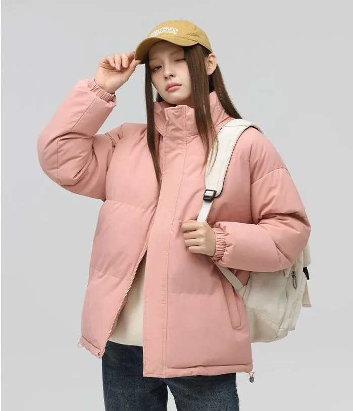 Solid and Unisex Cozy Puffer Jacket with Adjustable Fit