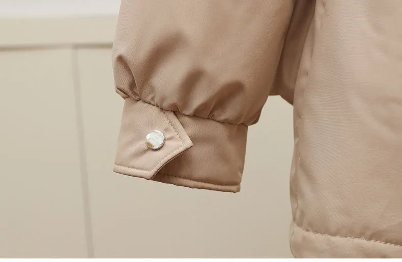 Solid Full Zip Parka with Bellows Pocket and Adjustable Drawstring Waist