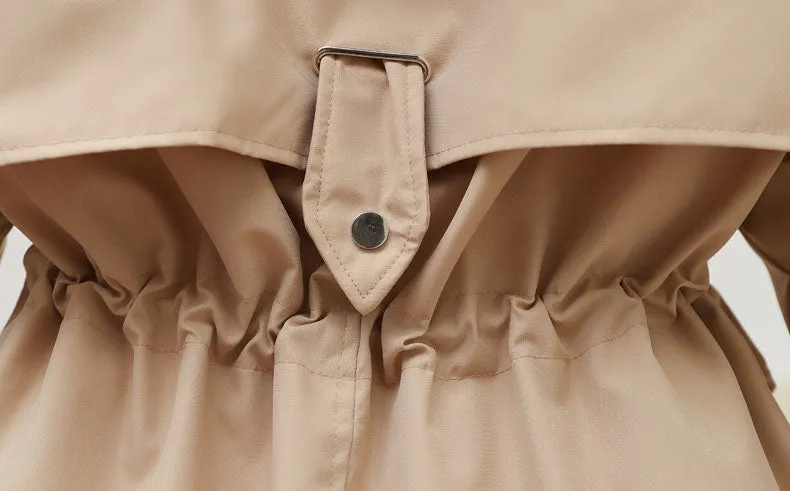 Solid Full Zip Parka with Bellows Pocket and Adjustable Drawstring Waist