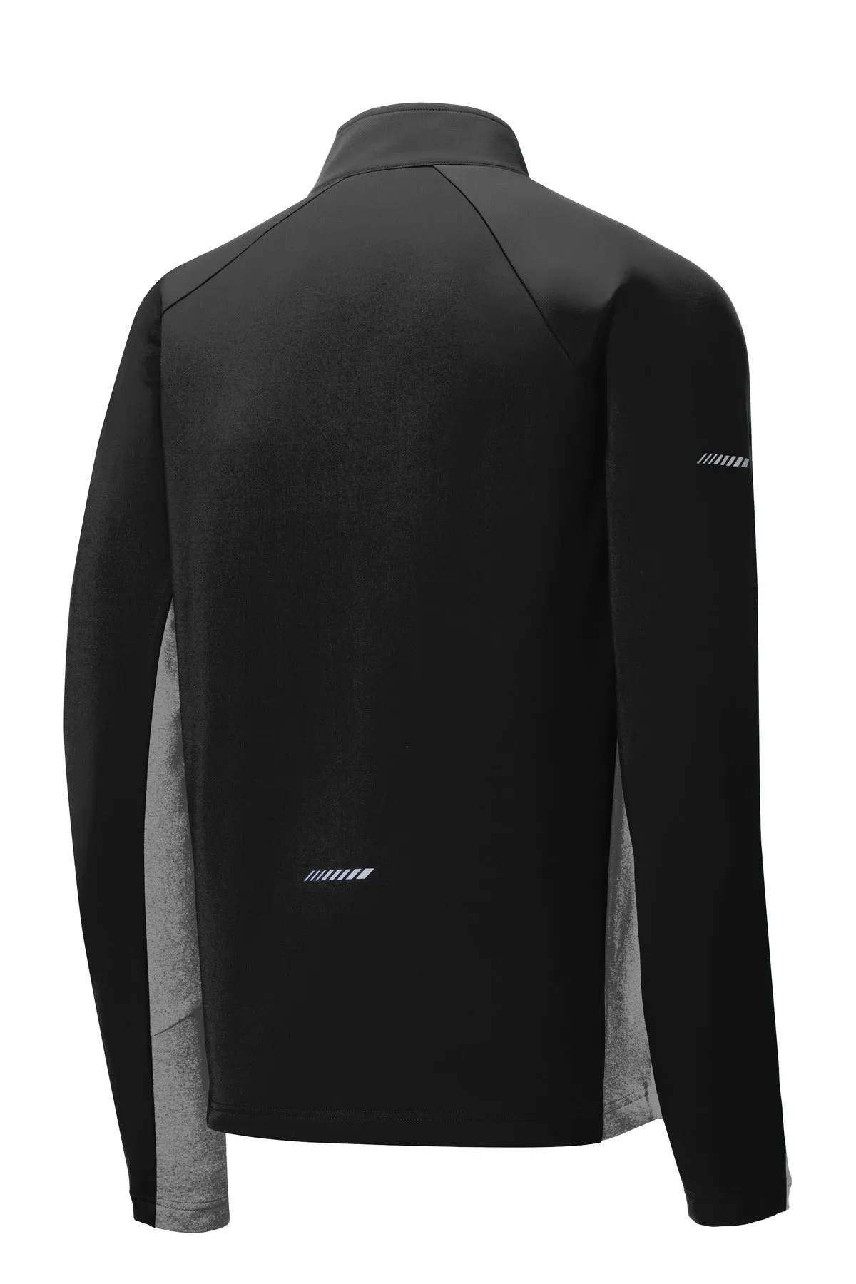 Sport-Tek Sport-Wick Stretch Contrast 1/4-Zip Pullover. ST854 Black/ Charcoal Grey Heather