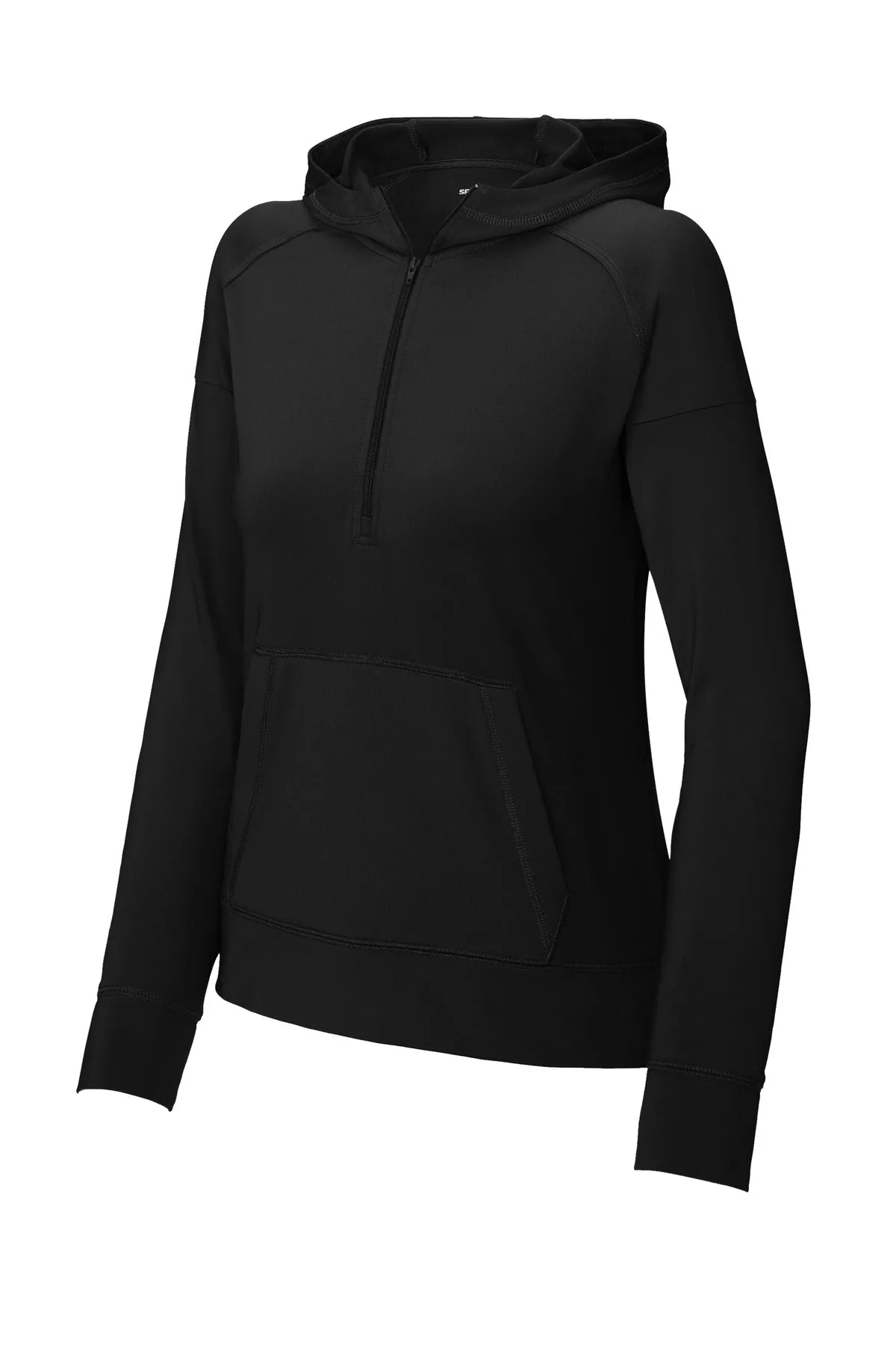 Sport-Tek Women's Sport-Wick Stretch 1/2-Zip Hoodie LST856 Black
