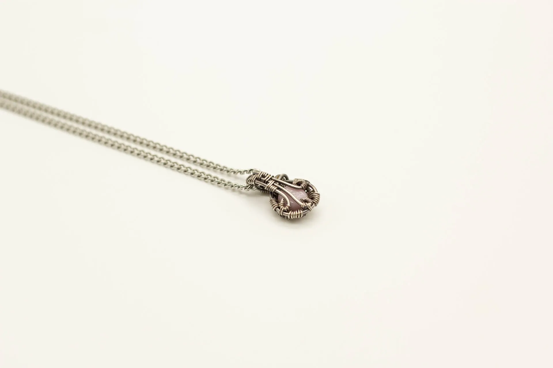 Sterling Silver Mini Pendant with Pink Fused Glass Accent