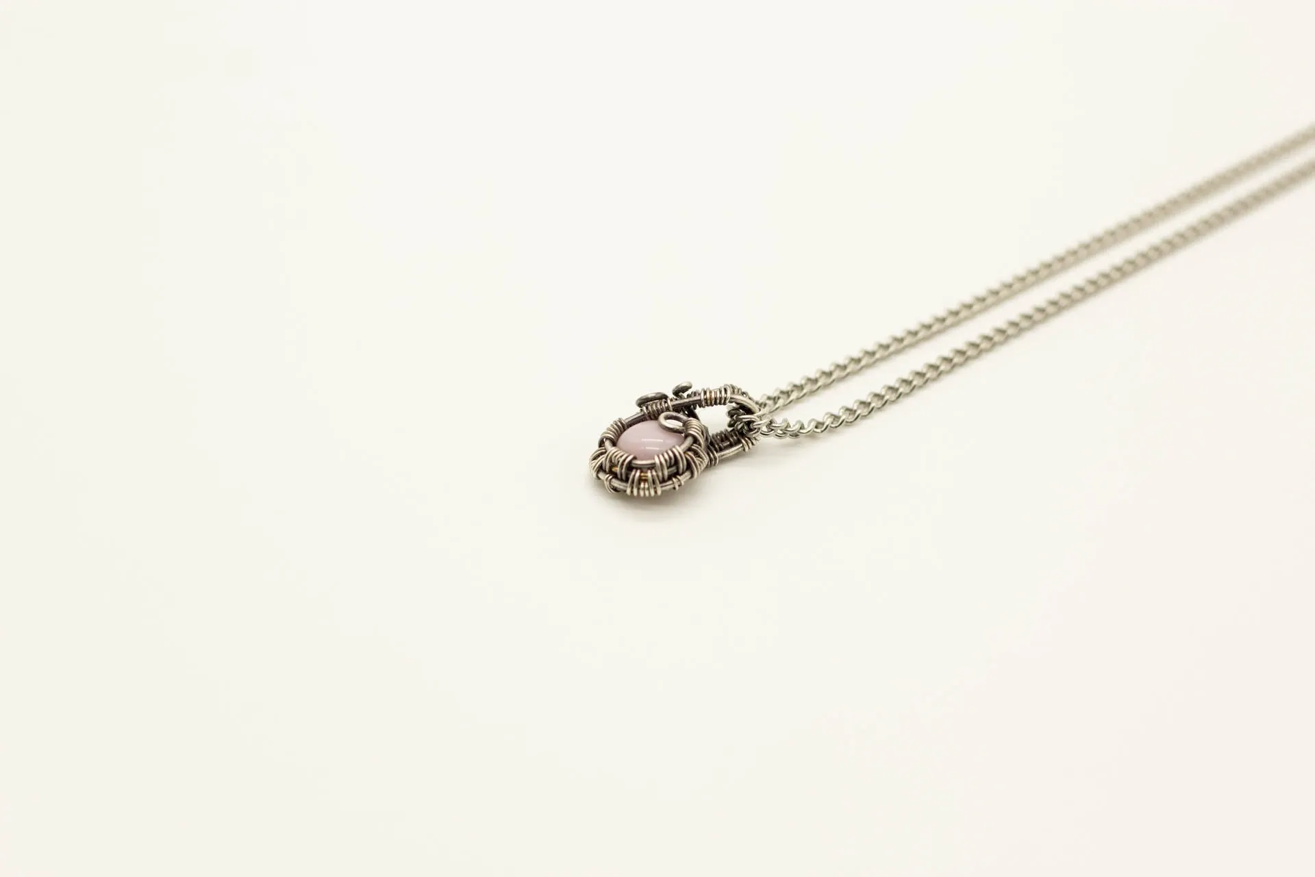 Sterling Silver Mini Pendant with Pink Fused Glass Accent